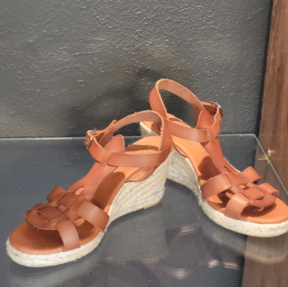 Paseart Brown Leather Espadrilles Made In Spain Size 40 (US 9) - Picture 6 of 8